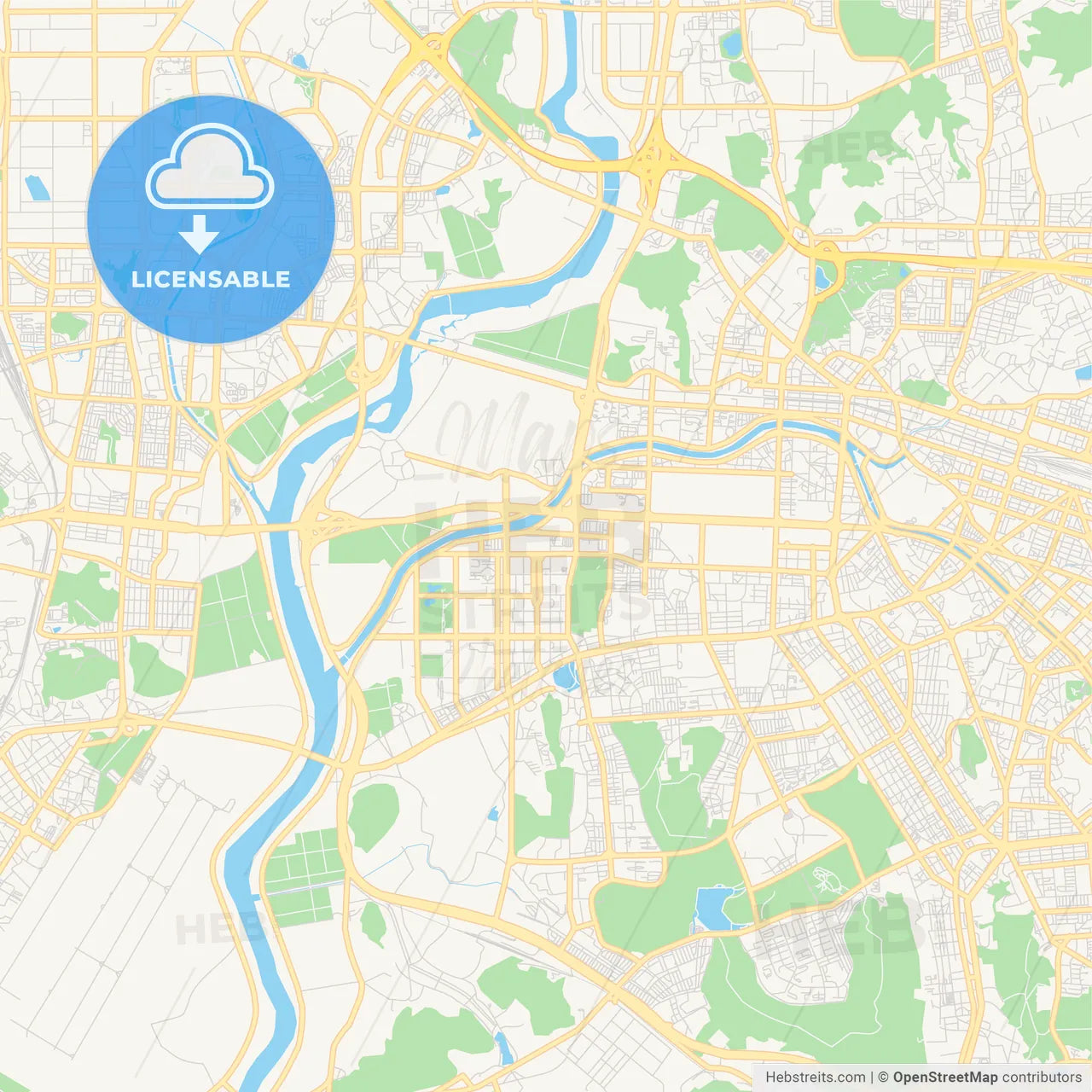 Printable street map of Gwangju, South Korea