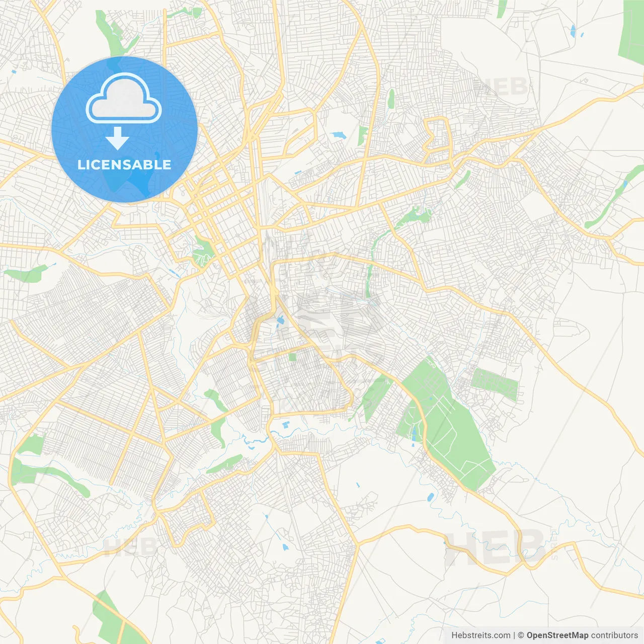 Printable street map of Lubumbashi, DR Congo