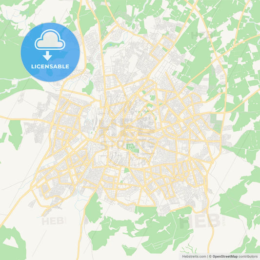 Printable street map of Oujda-Angad, Morocco
