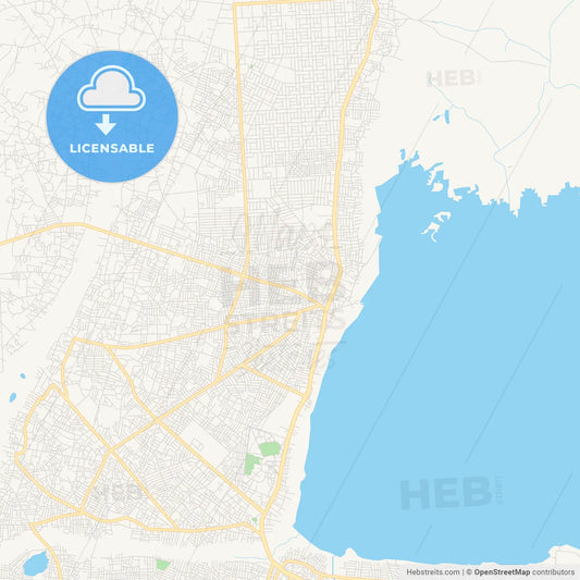 Printable street map of Abomey-Calavi, Benin