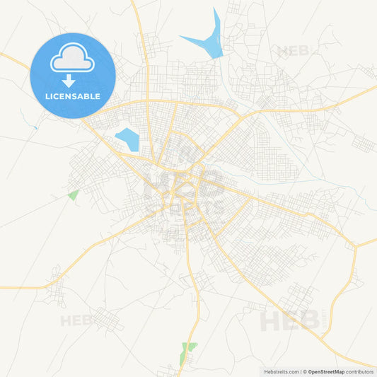 Printable street map of Korhogo, Ivory Coast