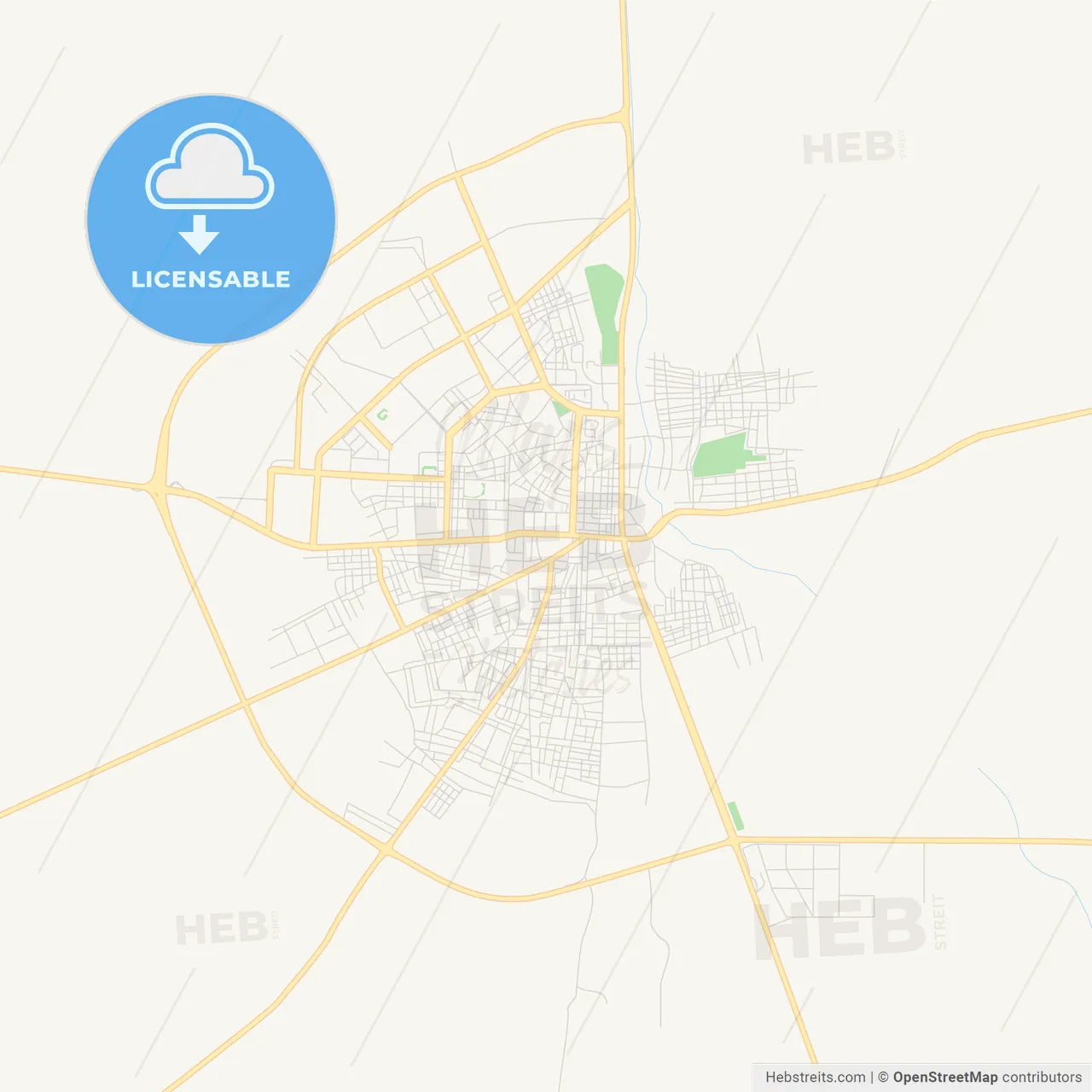 Printable street map of Ain Oussera, Algeria