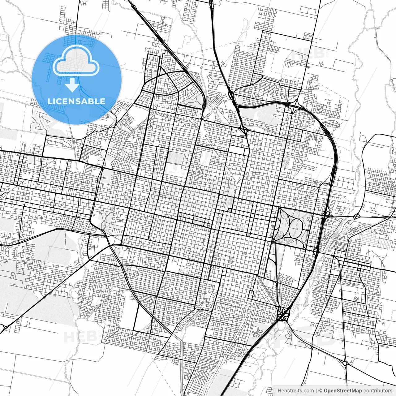 Vector PDF map of San Miguel de Tucuman, Argentina