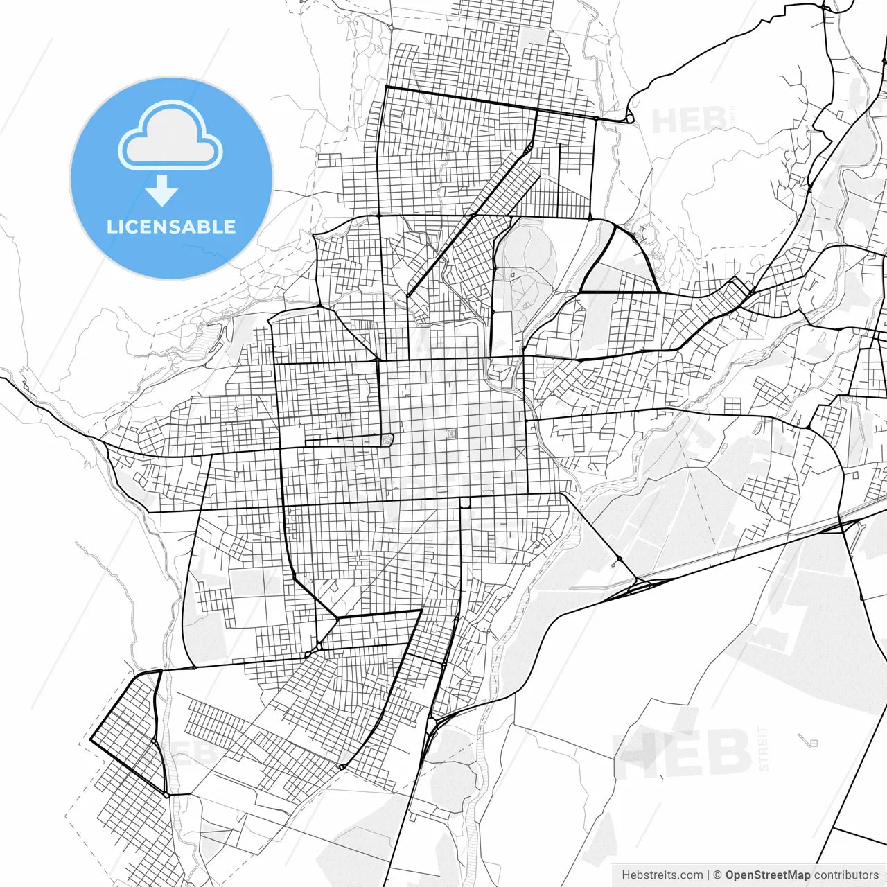 Vector PDF map of San Fernando del Valle de Catamarca, Argentina