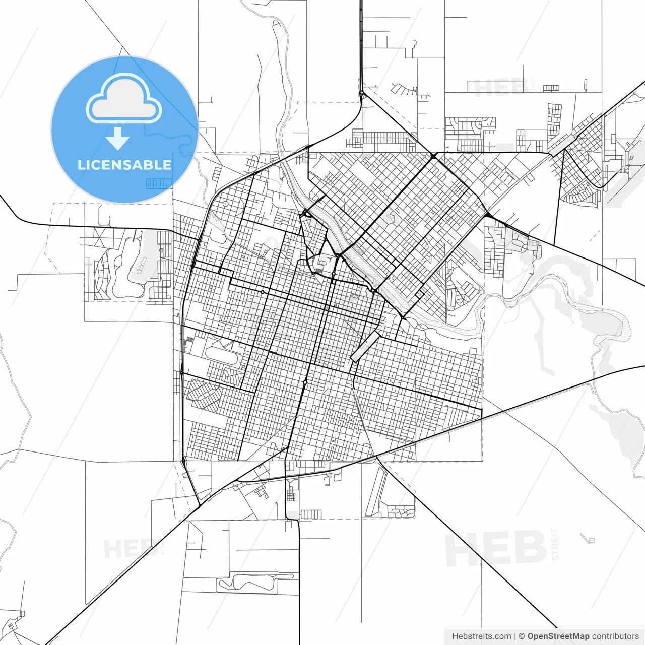 Vector PDF map of Rio Cuarto, Argentina