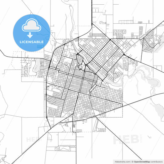 Vector PDF map of Rio Cuarto, Argentina