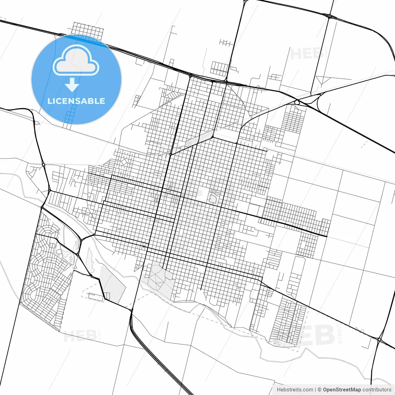 Vector PDF map of Villa Mercedes, Argentina