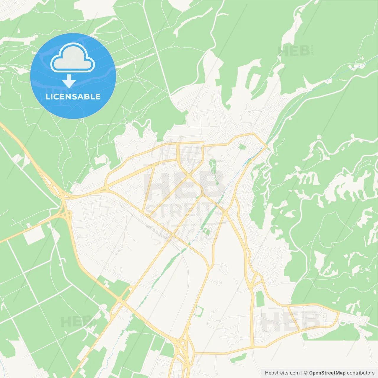 Blagoevgrad, Bulgaria Vector Map - Classic Colors