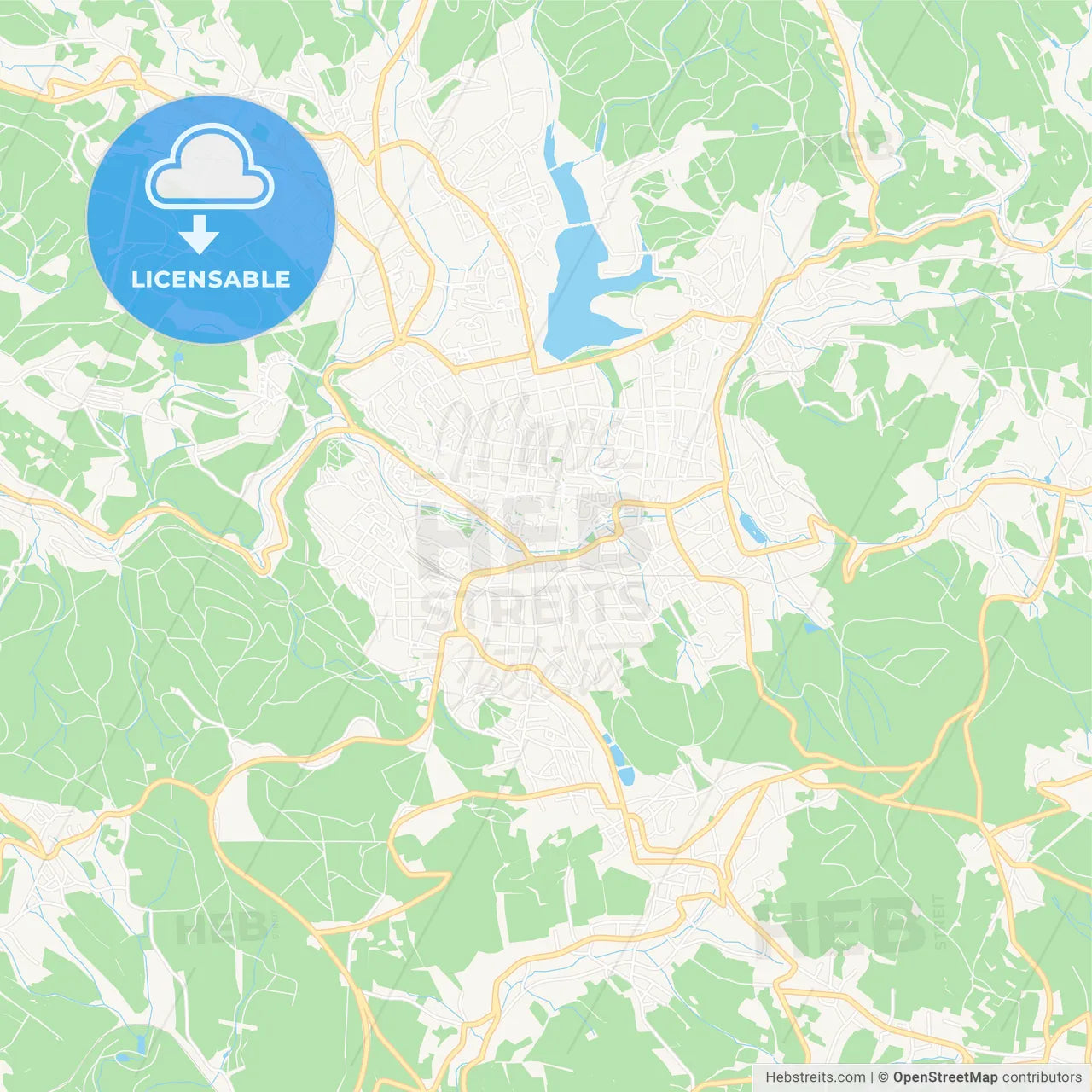 Jablonec nad Nisou, Czechia Vector Map - Classic Colors