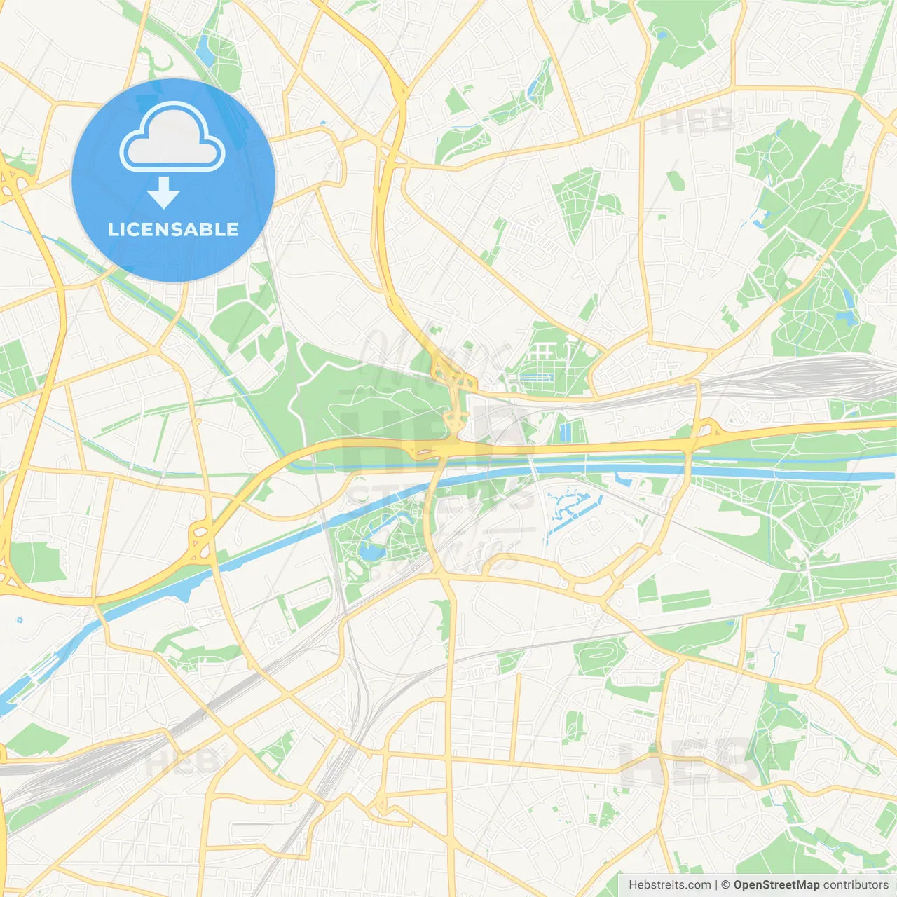 Oberhausen, Germany Vector Map - Classic Colors