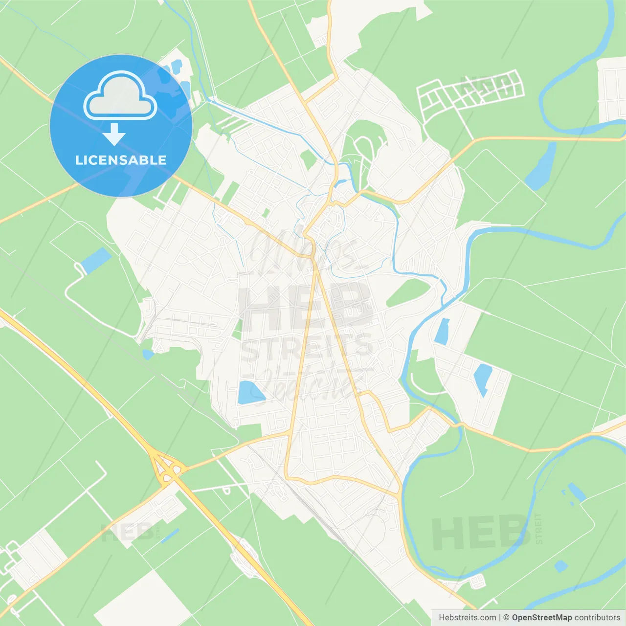 Mosonmagyarovar, Hungary Vector Map - Classic Colors