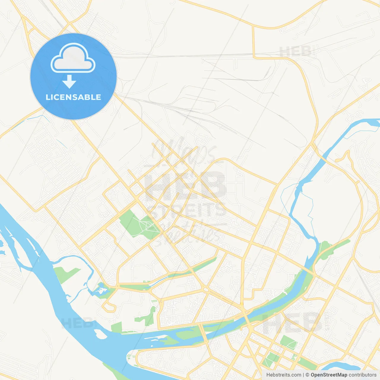 Oskemen, Kazakhstan Vector Map - Classic Colors