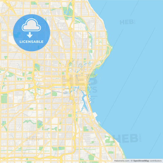 Empty vector map of Milwaukee, Wisconsin, USA