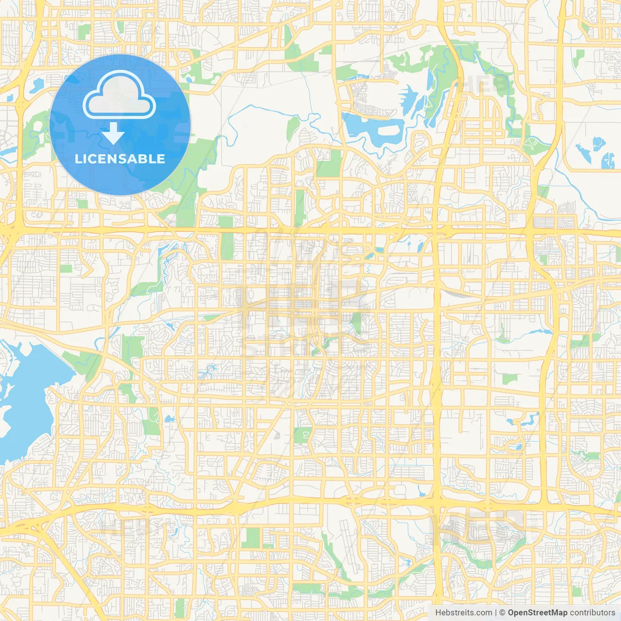 Empty vector map of Arlington, Texas, USA