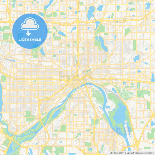 Empty vector map of Saint Paul, Minnesota, USA