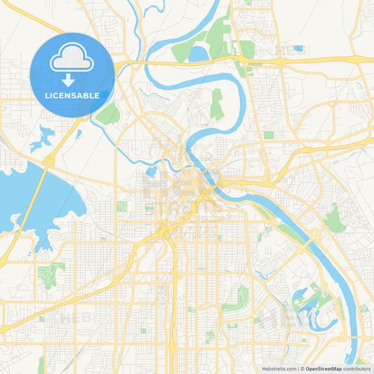 Empty vector map of Shreveport, Louisiana, USA