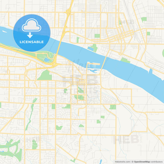 Empty vector map of Kennewick, Washington, USA