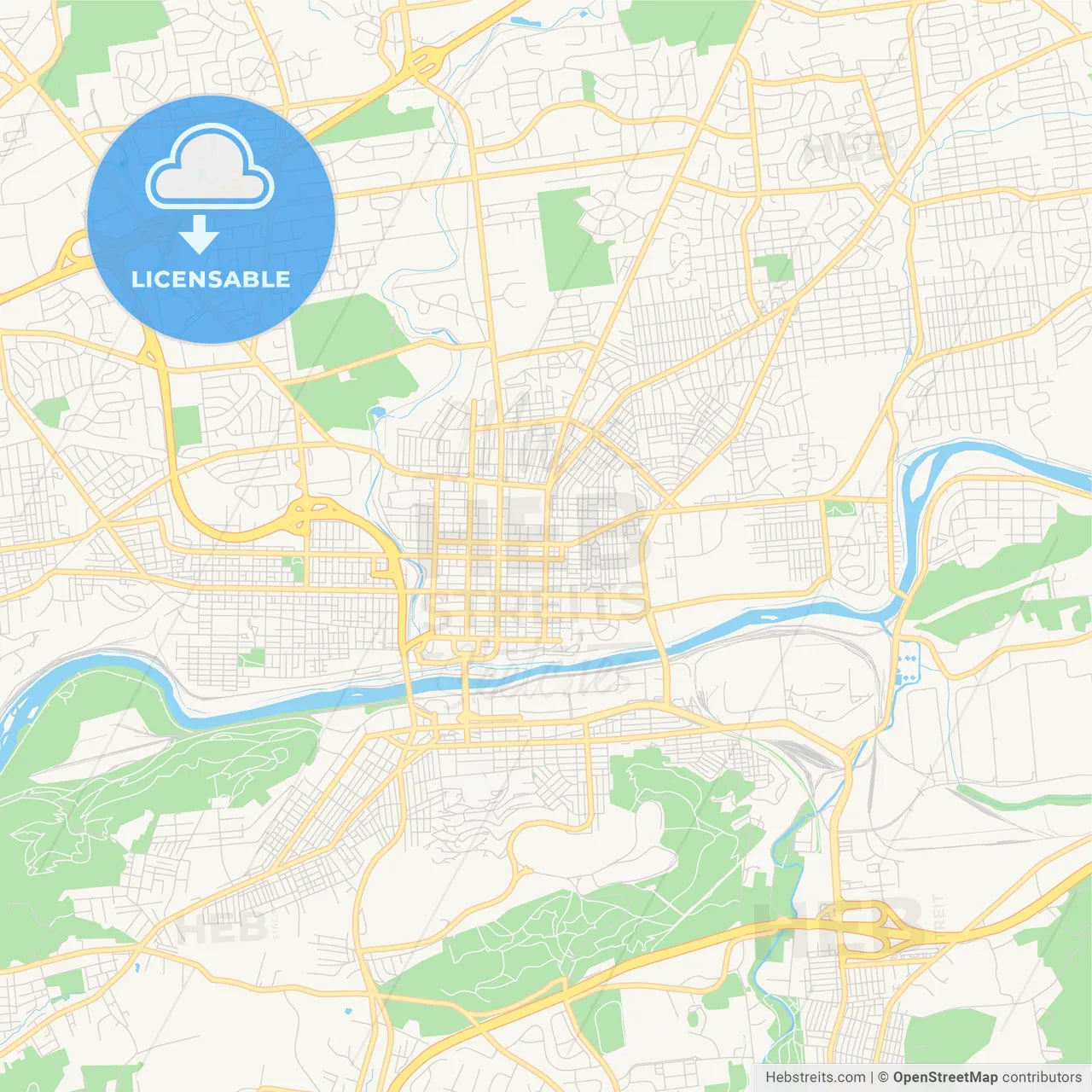 Empty vector map of Bethlehem, Pennsylvania, USA