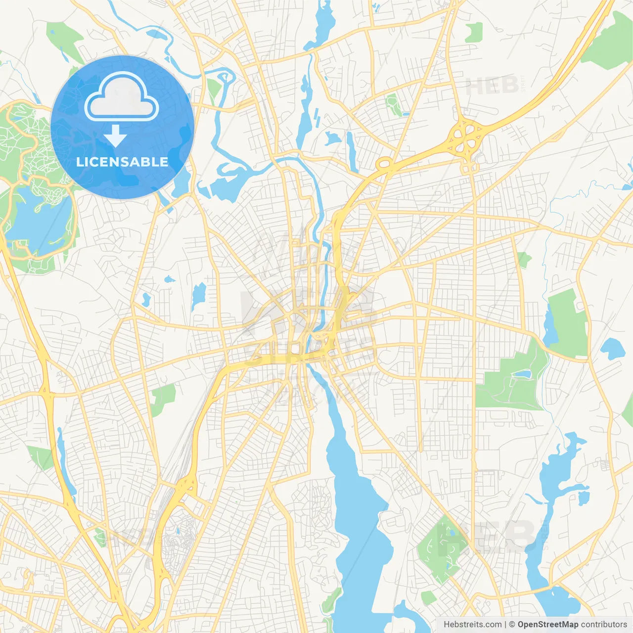 Empty vector map of Pawtucket, Rhode Island, USA