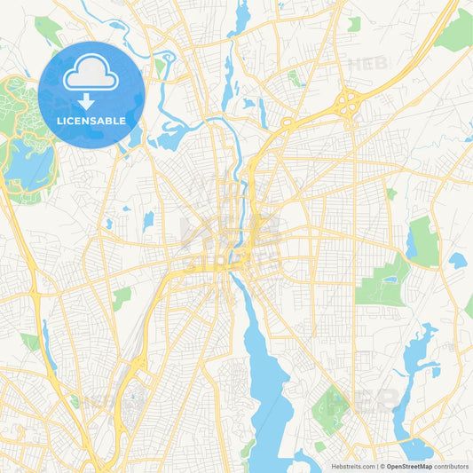 Empty vector map of Pawtucket, Rhode Island, USA