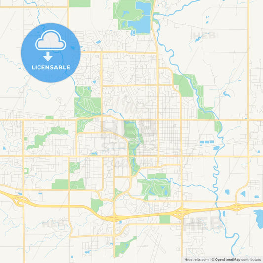 Empty vector map of Ames, Iowa, USA