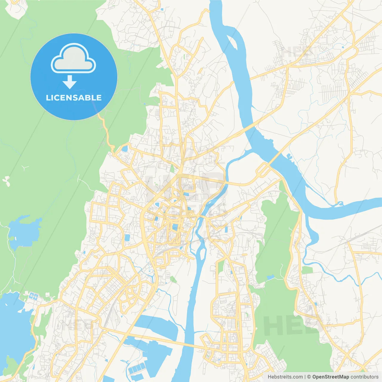 Printable street map of Thane, India