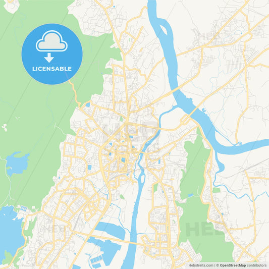 Printable street map of Thane, India