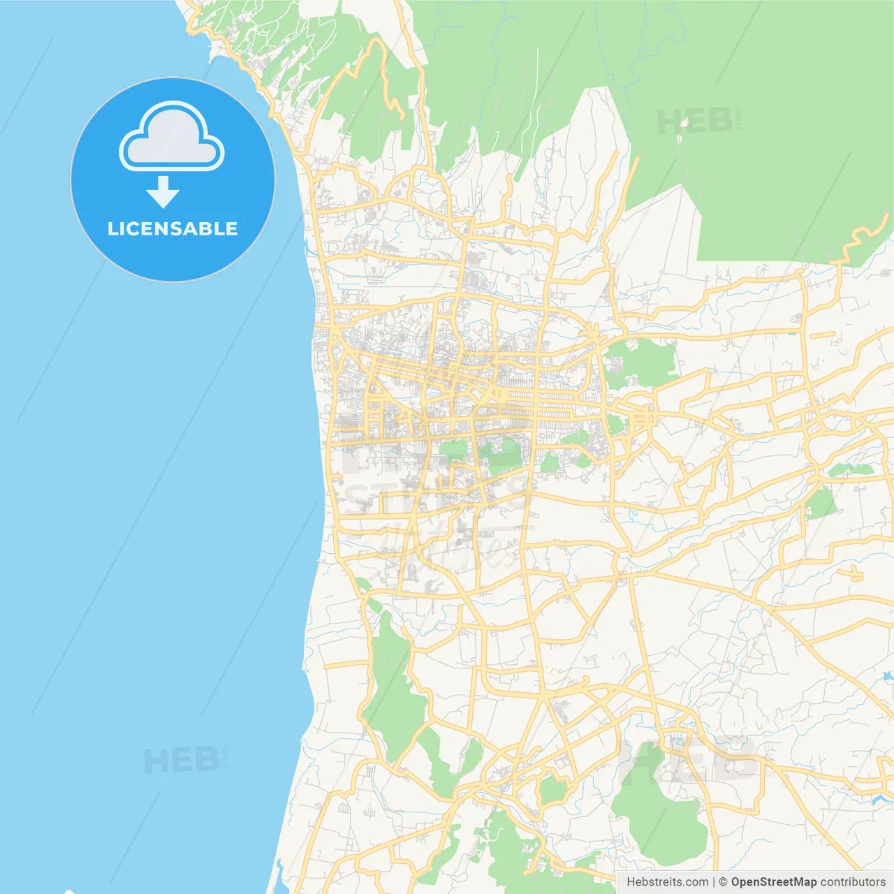 Printable street map of Mataram, Indonesia