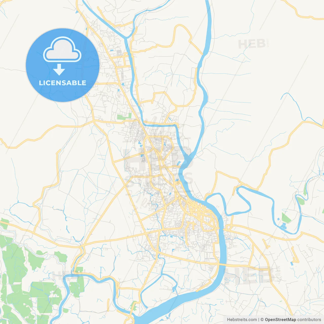 Printable street map of Khulna, Bangladesh