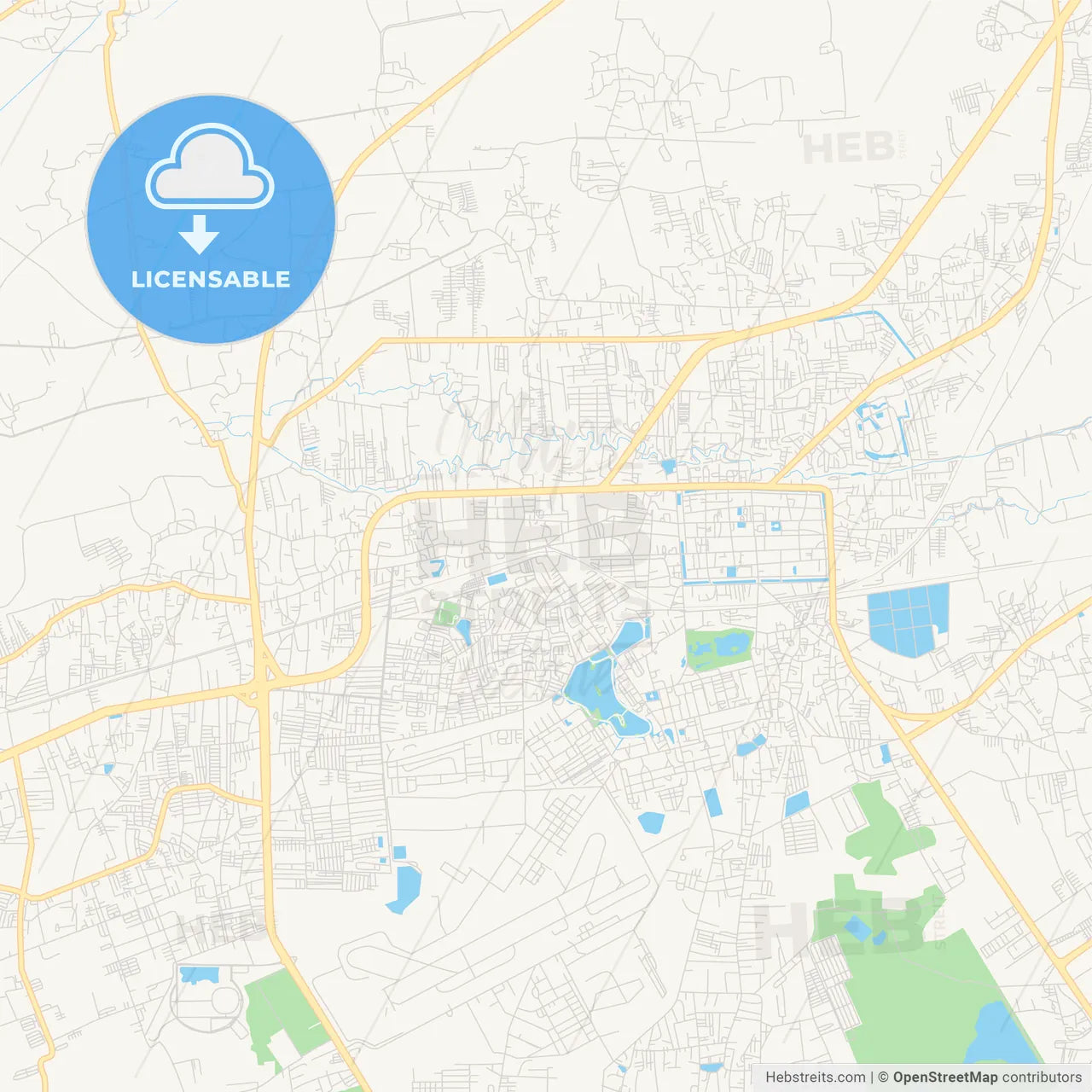 Printable street map of Nakhon Ratchasima, Thailand