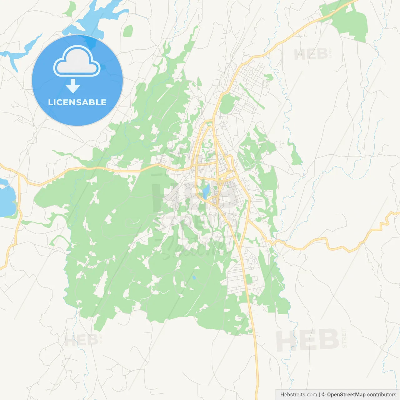 Printable street map of Antsirabe, Madagascar