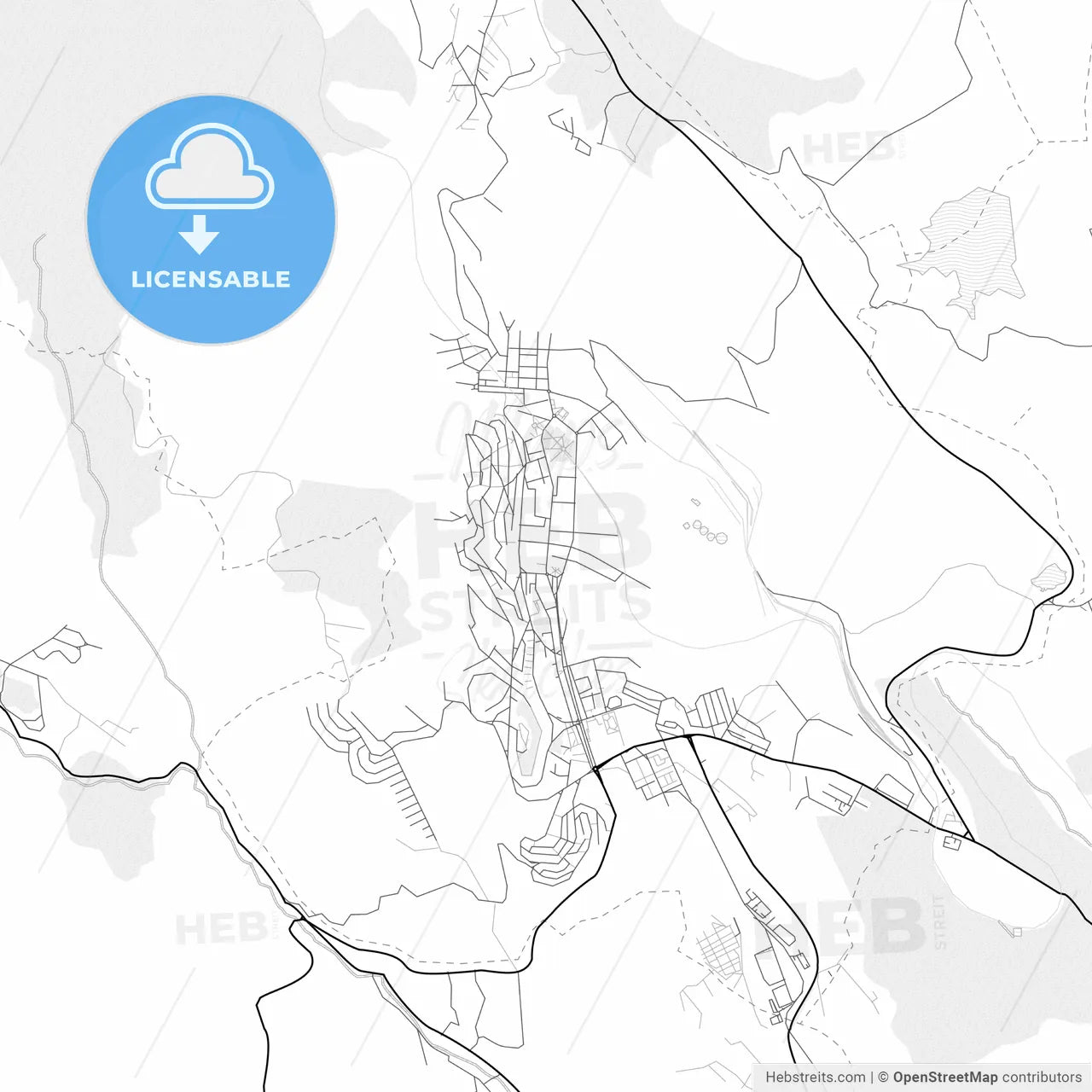 Vector PDF map of Bor, Serbia