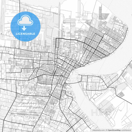 Vector PDF map of Paramaribo, Suriname