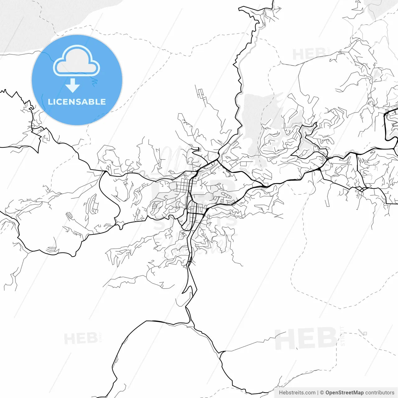 Vector PDF map of Los Teques, Venezuela