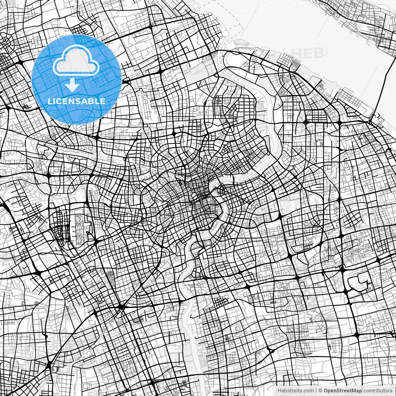 Vector PDF map of Shanghai, China