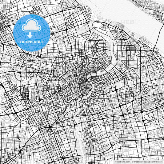 Vector PDF map of Shanghai, China