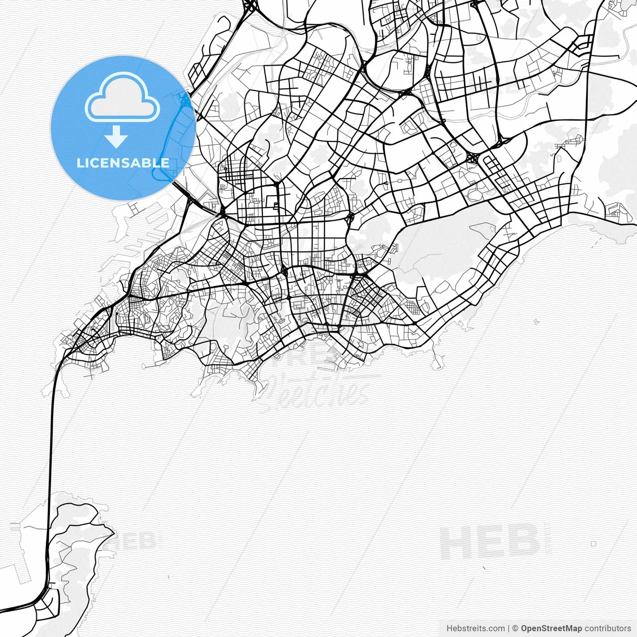Vector PDF map of Qingdao, China