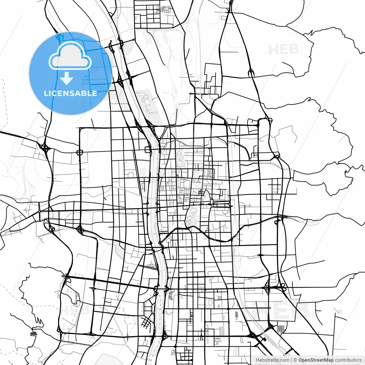 Vector PDF map of Taiyuan, China