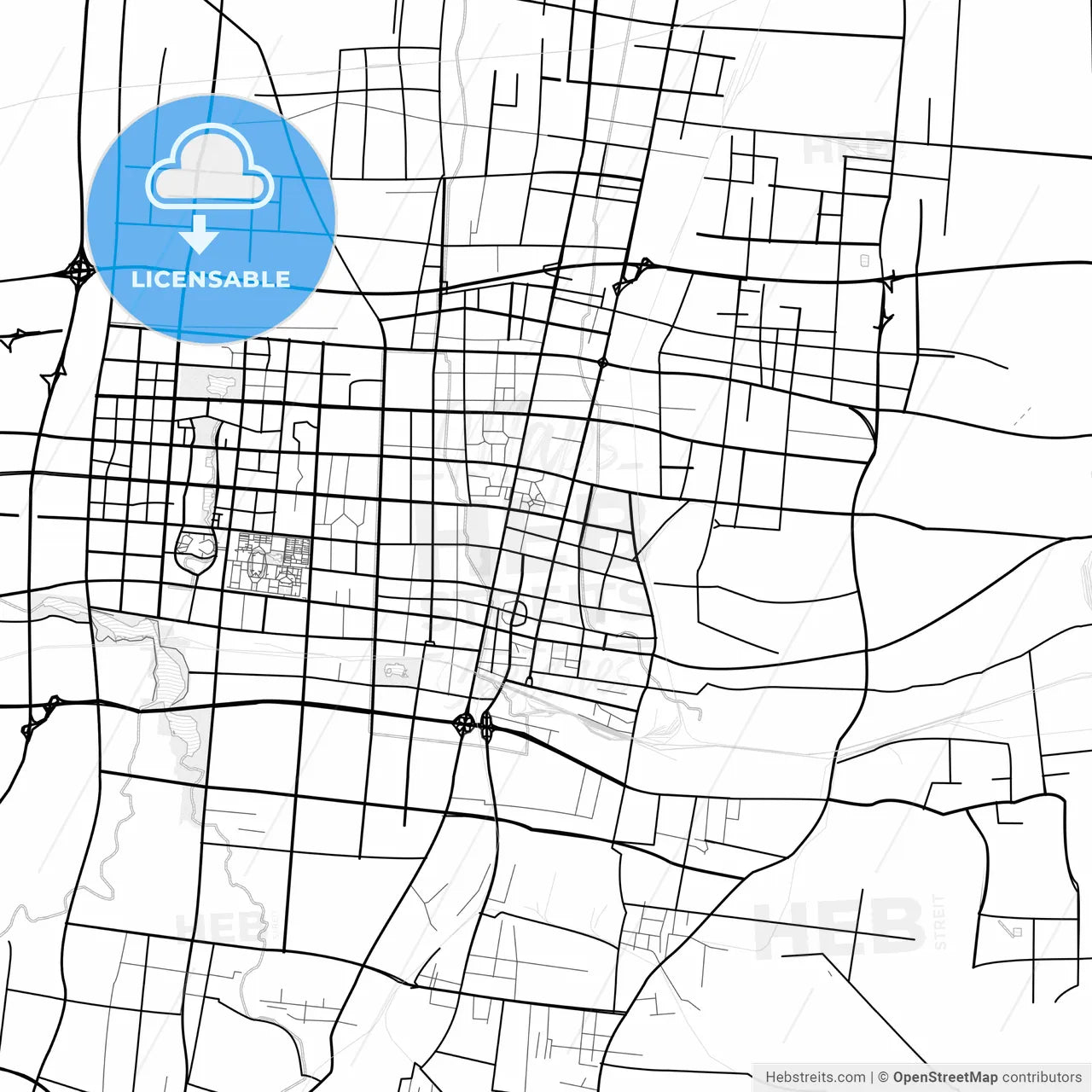 Vector PDF map of Zibo, China