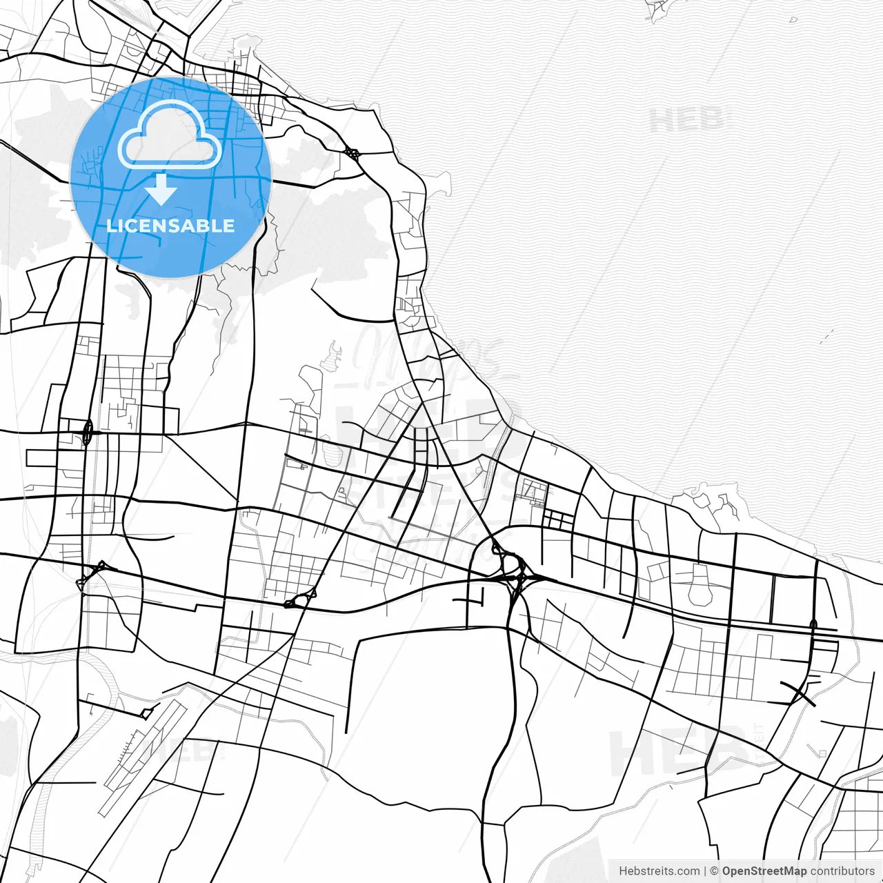 Vector PDF map of Yantai, China