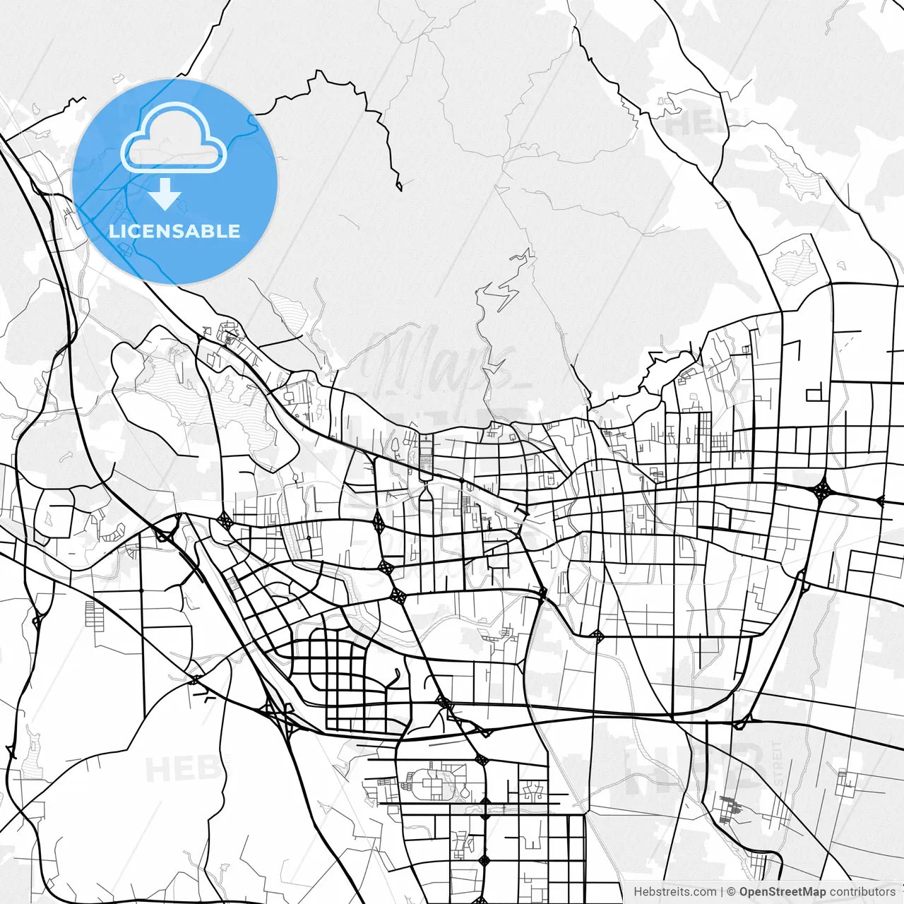 Vector PDF map of Tai an, China