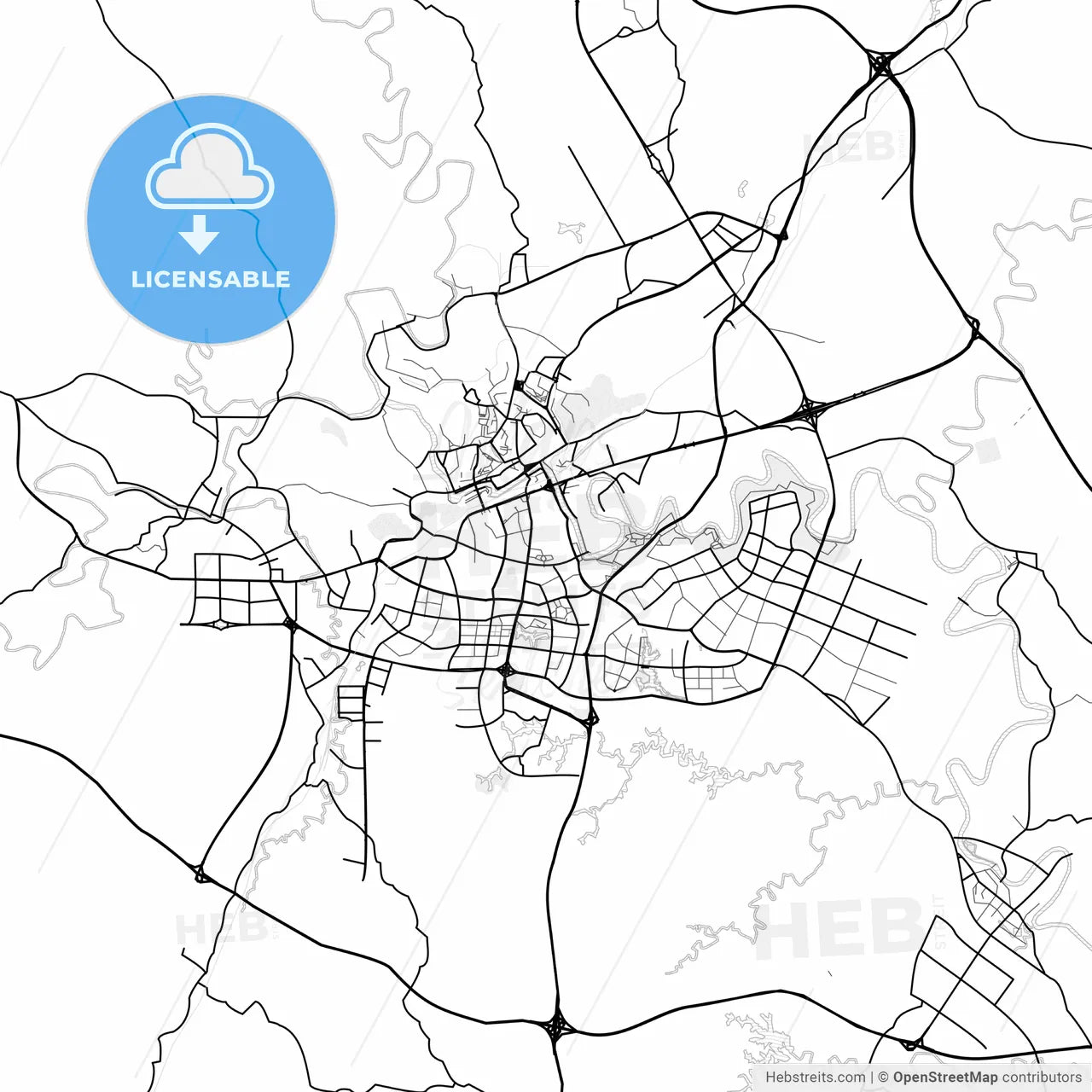 Vector PDF map of Zigong, China