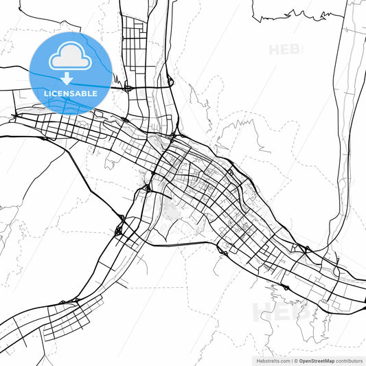 Vector PDF map of Xining, China