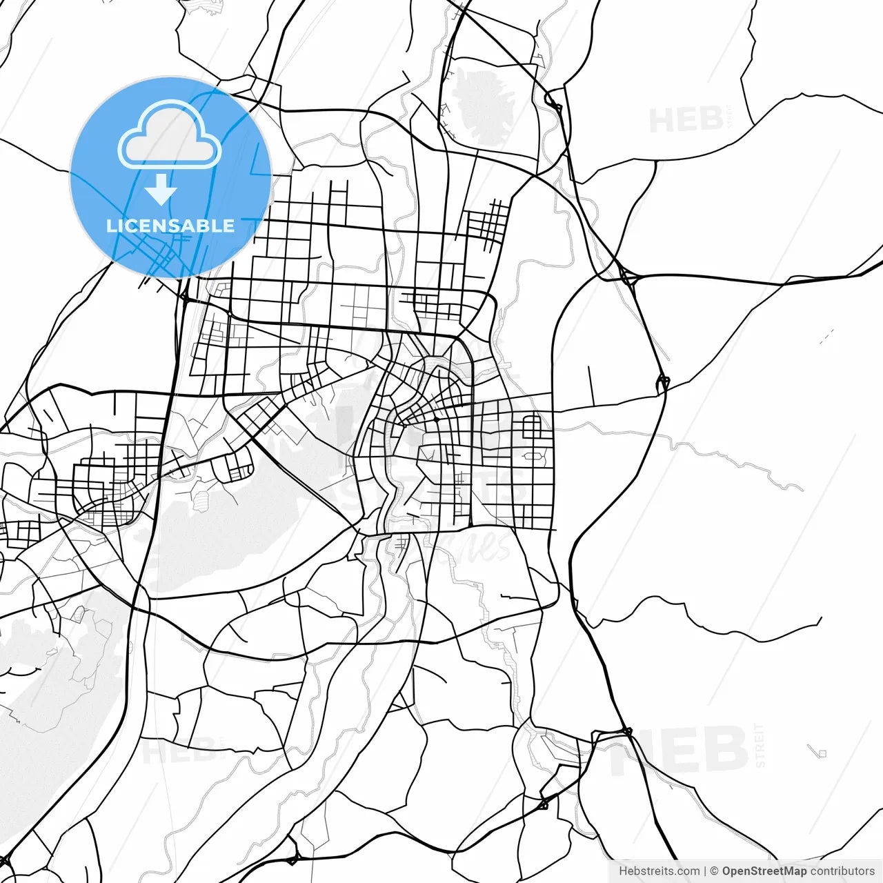 Vector PDF map of Zhuji, China