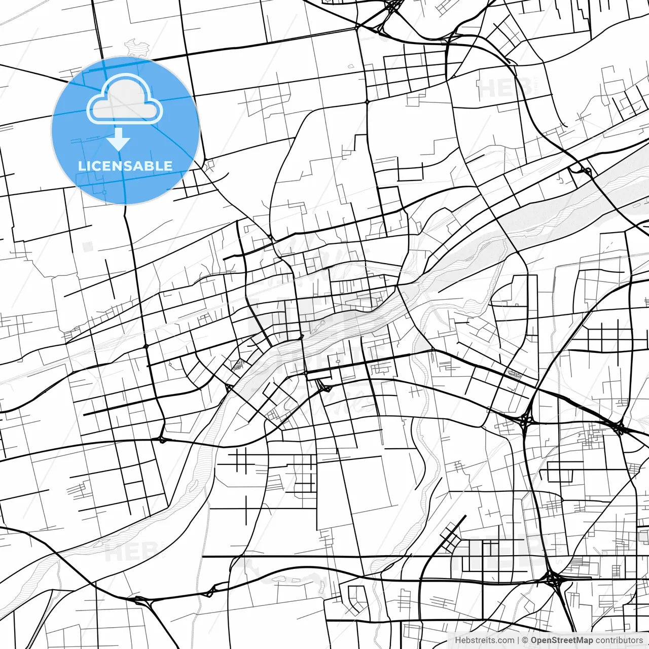 Vector PDF map of Xianyang, China