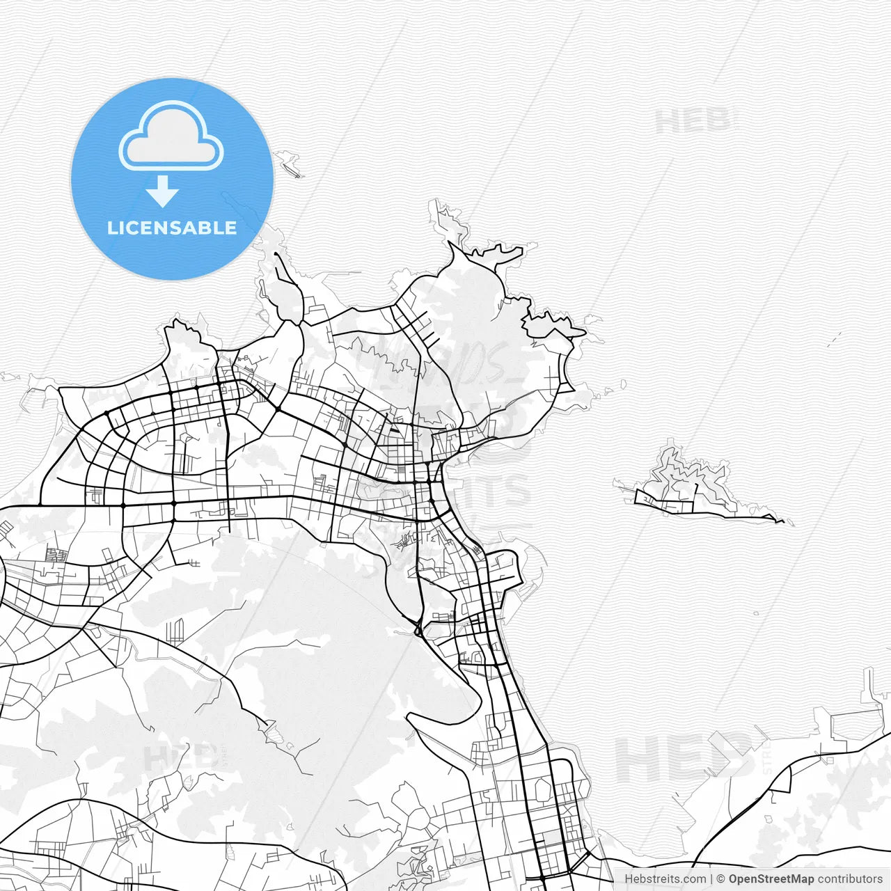 Vector PDF map of Weihai, China