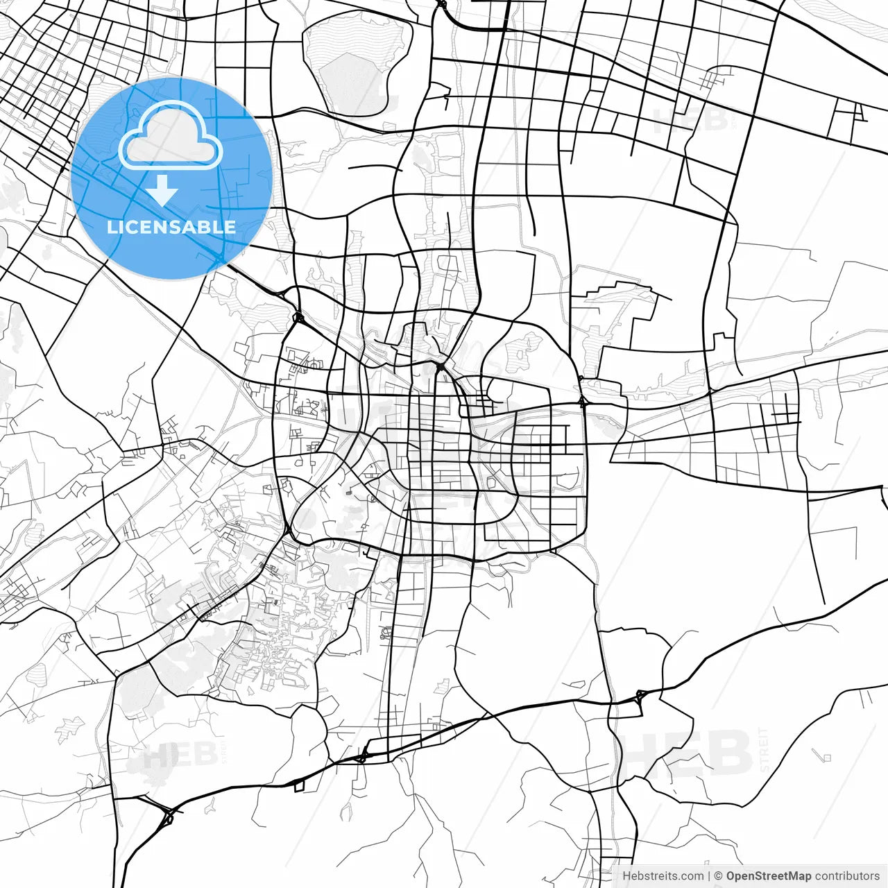 Vector PDF map of Shaoxing, China