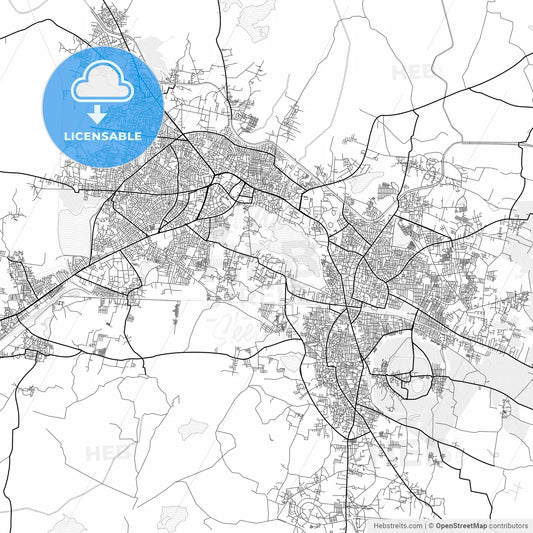 Vector PDF map of Warangal, India