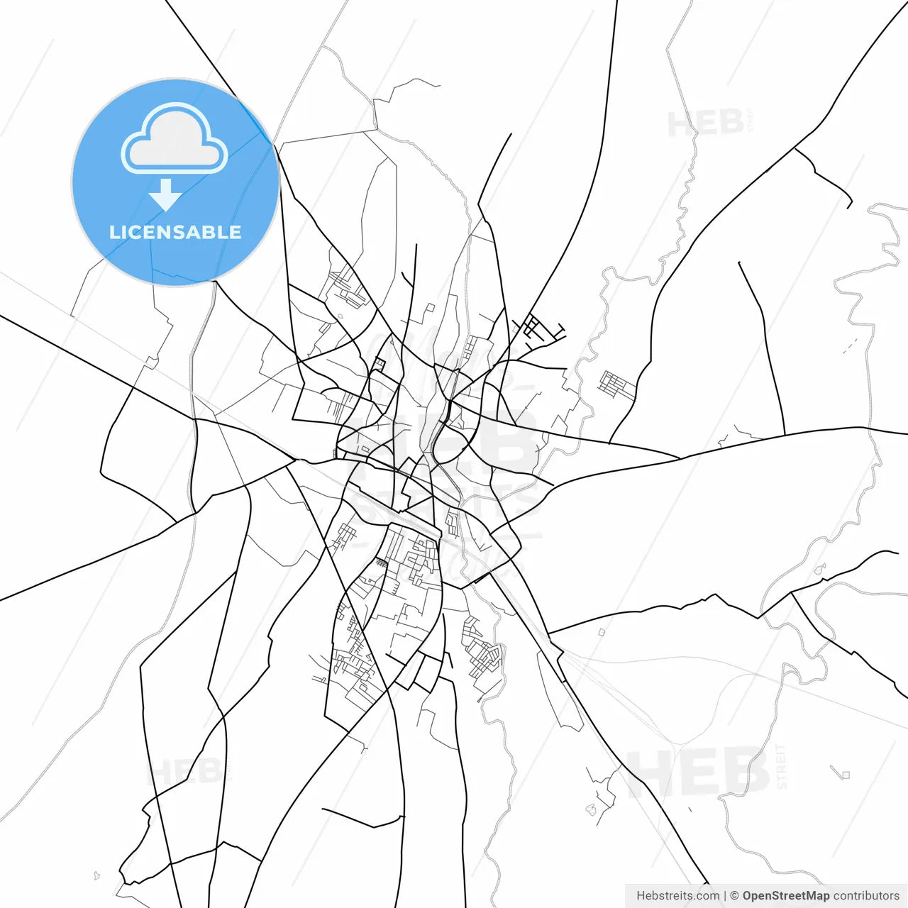 Vector PDF map of Saharanpur, India