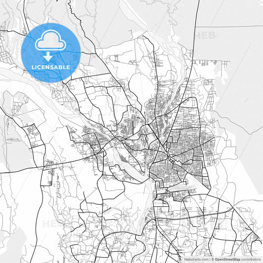 Vector PDF map of Siliguri, India